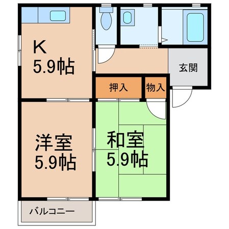 紀伊駅 バス12分  西安上下車：停歩2分 2階の物件間取画像